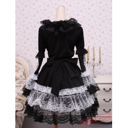 Gothic Black Long Sleeves Cotton Lolita Dress