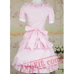 Cotton Pink Sweet Lolita Blouse And Skirt