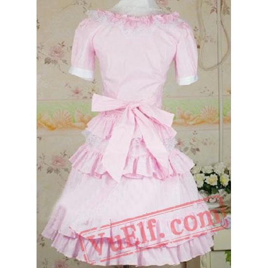 Cotton Pink Sweet Lolita Blouse And Skirt