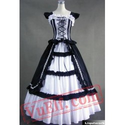 White Black Victorian Gothic Lolita Wedding Prom Dress