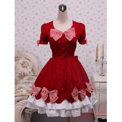 Cotton Red Bow Classic Lolita Dress