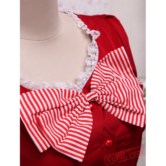 Cotton Red Bow Classic Lolita Dress