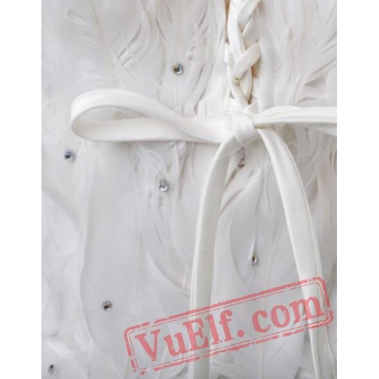 White Feather Gothic Fairy Tea Length Wedding Dress White Feather Gothic Fairy Tea Length Wedding Dress