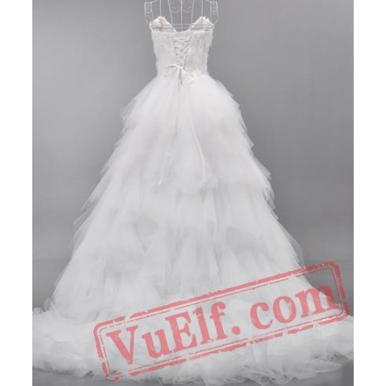 White Feather Gothic Fairy Tea Length Wedding Dress