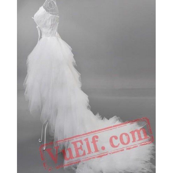 White Feather Gothic Fairy Tea Length Wedding Dress White Feather Gothic Fairy Tea Length Wedding Dress