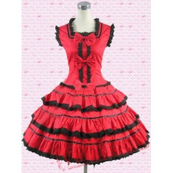 Cotton Red Multi Tiers Sweet Lolita Dress