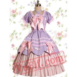 Light Purple And Pink Cotton Bandage Ruffle Bow Sweet Lolita Dre