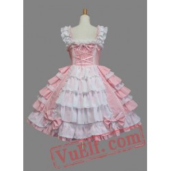 Lovely Pink Bow Multi layer Cotton Sweet Lolita Dress