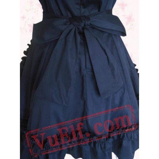 Navy And White Short Sleeves Cotton Sweet Lolita Dress