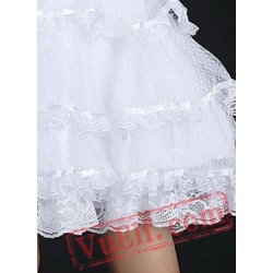 White Lace Spaghetti Tiered Gothic Wedding Dress