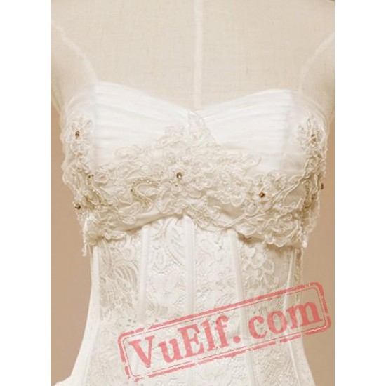White Lace Victorian Gothic Corset Wedding Dress