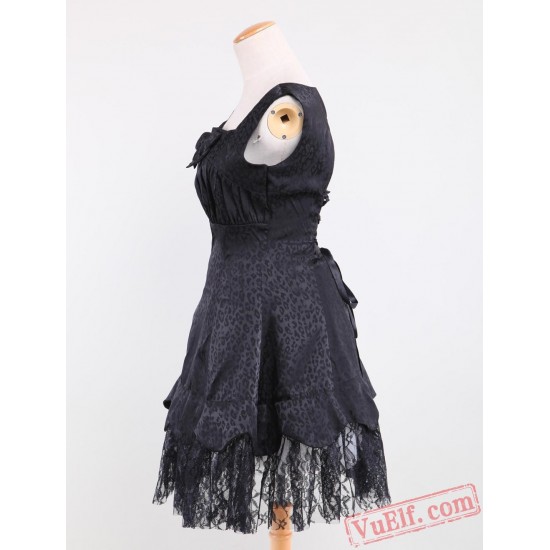 Black Lace Cotton Sweet Lolita Dress