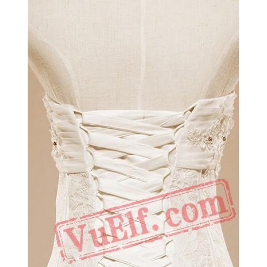 White Lace Victorian Gothic Corset Wedding Dress