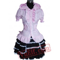 Short Sleeves Single breasted Cotton Lolita Suit