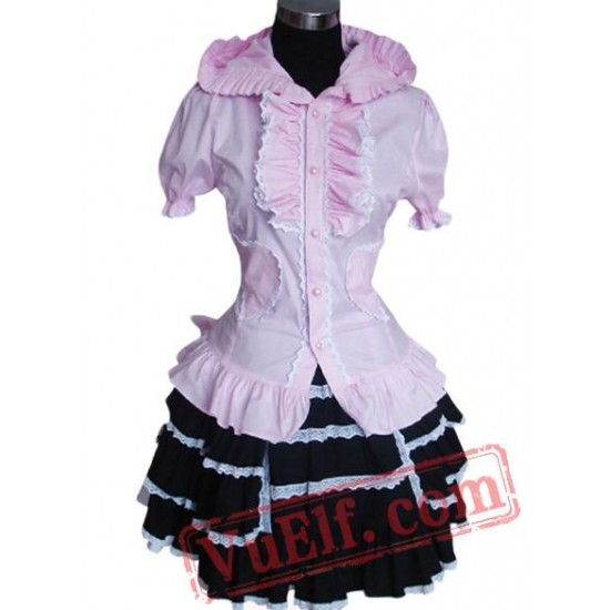 Short Sleeves Single breasted Cotton Lolita Suit