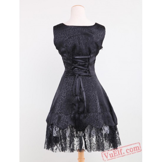 Black Lace Cotton Sweet Lolita Dress