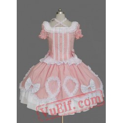 Pink Puff Sleeves Cotton Sweet Lolita Dress