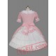 Pink Short Sleeves Bow Cotton Sweet Lolita Dress