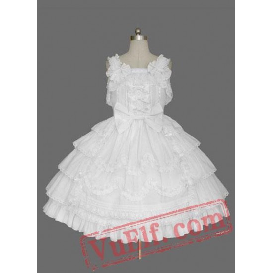 White Sleeveless Layer Cotton Sweet Lolita Dress