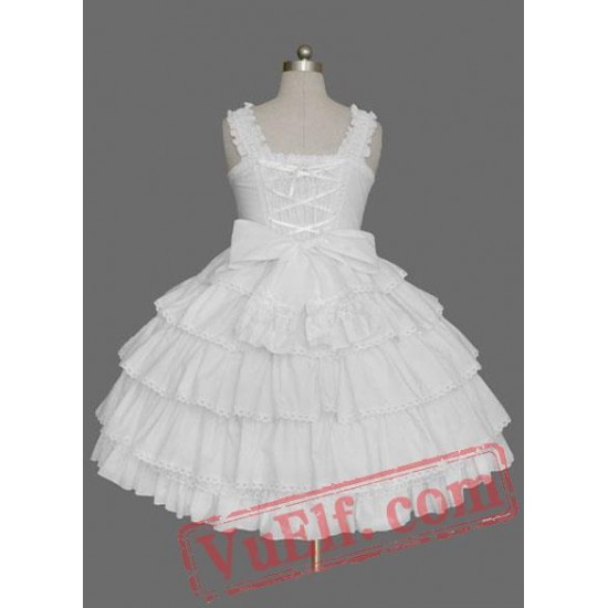 White Sleeveless Layer Cotton Sweet Lolita Dress