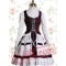 White And Bordeaux Cotton Stand Collar Bandage Sweet Lolita Dres