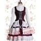 White And Bordeaux Cotton Stand Collar Bandage Sweet Lolita Dres