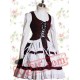 White And Bordeaux Cotton Stand Collar Bandage Sweet Lolita Dres