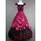 Deep Red and Black Satin Gothic Victorian Gown