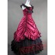 Deep Red and Black Satin Gothic Victorian Gown