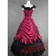 Deep Red and Black Satin Gothic Victorian Gown