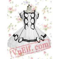 White Bandage Ruffle Cotton Gothic Lolita Dress