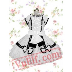 White Bandage Ruffle Cotton Gothic Lolita Dress