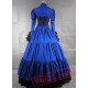 Blue and Black Long Sleeves Gothic Victorian Dress