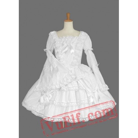 White Bell Sleeves Multilayer Cotton Sweet Lolita Dress