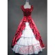 Deep Red and White Gothic Victorian Dress