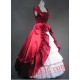 Deep Red and White Gothic Victorian Dress