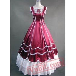 Deep Red and White Victorian Ball Gown