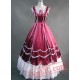 Deep Red and White Victorian Ball Gown