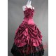 Deep Red Spaghetti Straps Gothic Victorian Dress