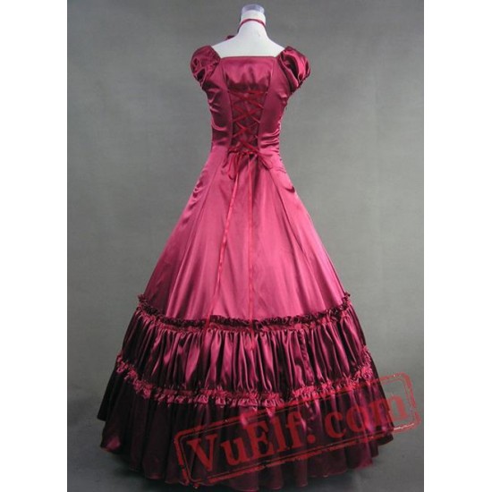 Elegant Red Victorian Pattern Ball Gown