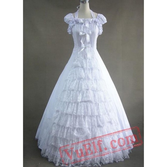 Elegant White Lace Victorian Dress Pattern