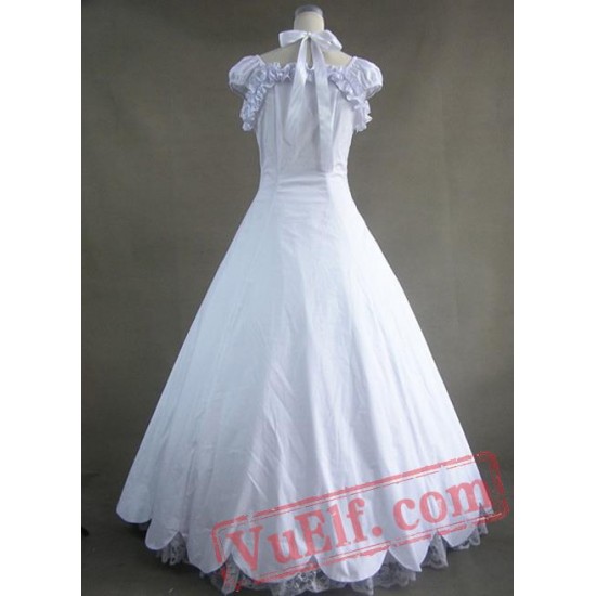Elegant White Lace Victorian Dress Pattern