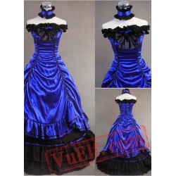 Gorgeous Sleeveless Blue Gothic Victorian Dress