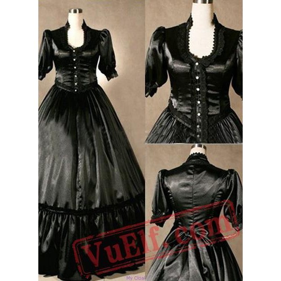 Exquisite Pure Black Victorian Lolita Dress
