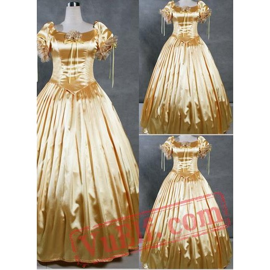 Graceful Golden Gothic Victorian Dress