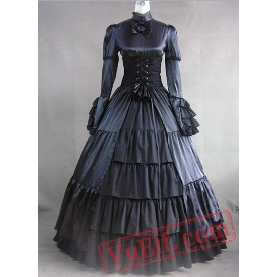 Long Sleeves Black Gothic Victorian Style Gown