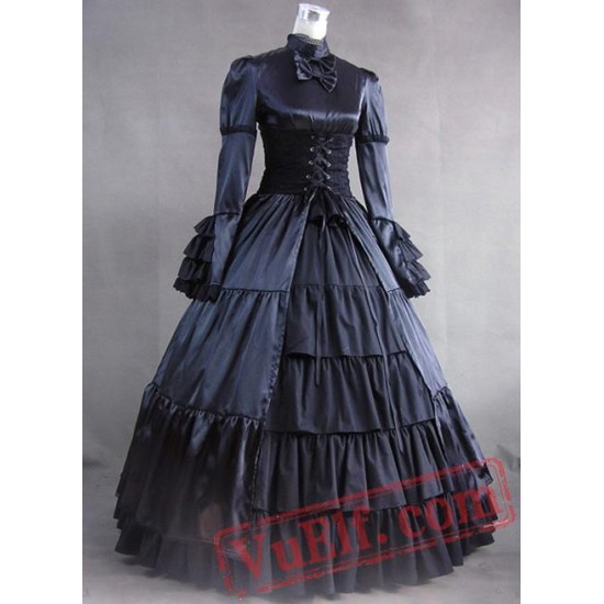 Long Sleeves Black Gothic Victorian Style Gown