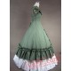 Green and White Sweetheart Cotton Victorian Dress