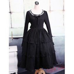 Black Cotton Gothic Lolita Dress