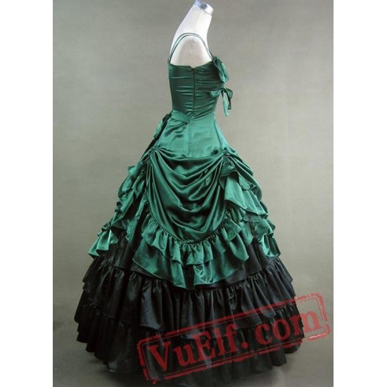 Green Satin Gothic Victorian Dress
